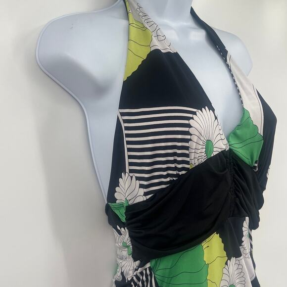 Vintage Forever Y2K Halter Top Sz L Daisy Retro Hippie Pinup 90s Ruched Babydoll - Picture 4 of 9